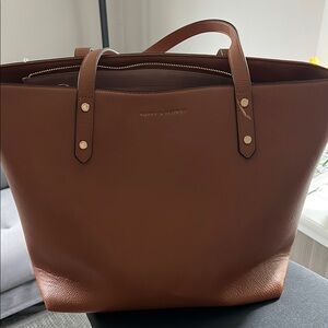 Poppy & Peonies Chestnut Leather Tote